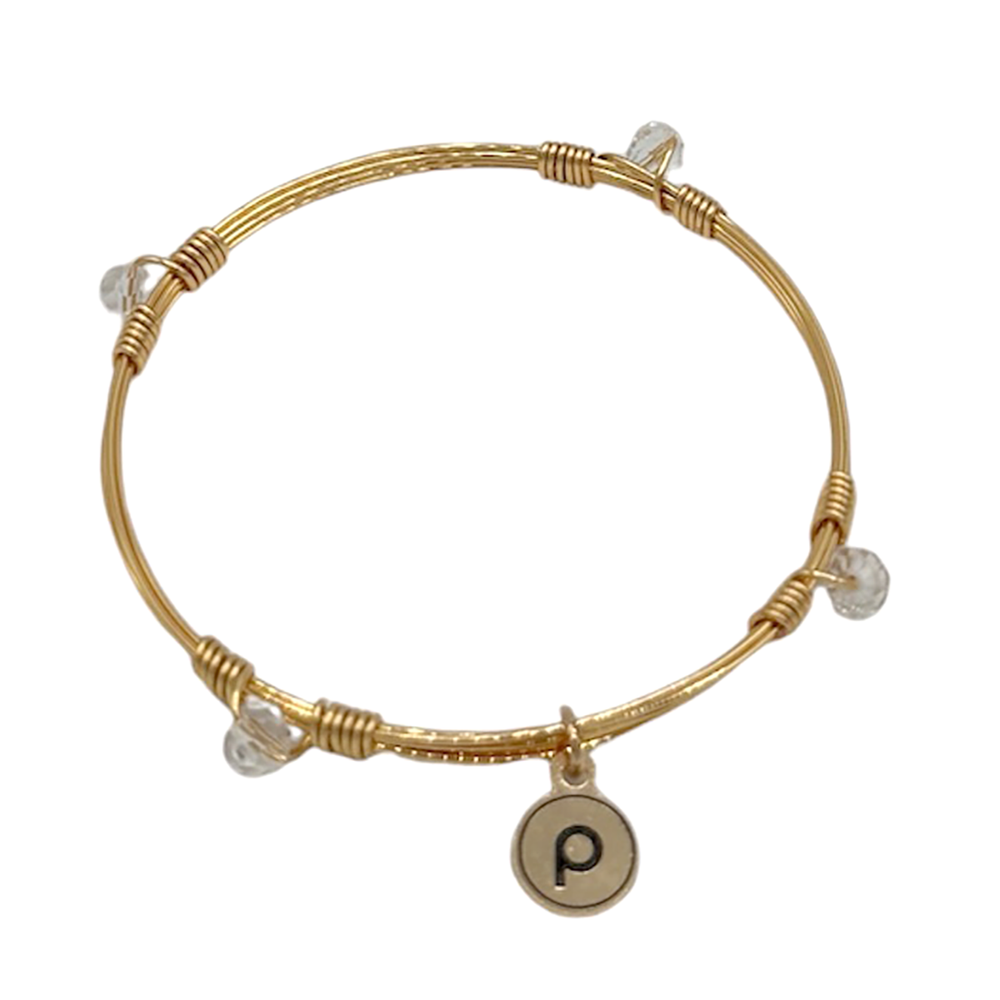 Gold Bangle Clear Beads-Bourbon and Boweties Publix Bracelet