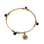 Gold Bangle Green bead - Bourbon and Boweties Publix Bracelet